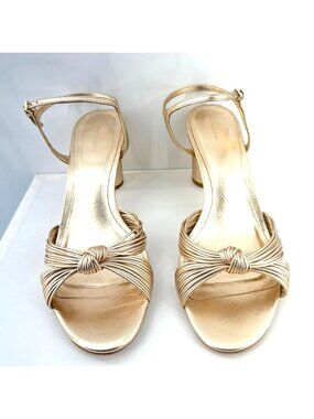 Reformation Petra Gold Heels Cylinder Heel Golden Sandals Size 10